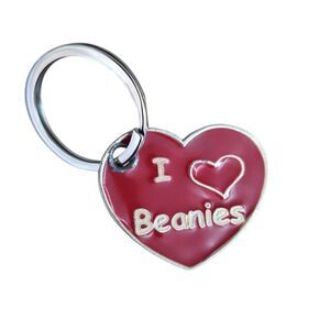 1998 90s Vintage Ty Beanie Babies I Love Beanies Gold Metal and Resin Keychain